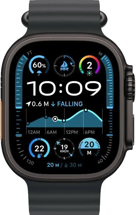 Apple Watch Ultra 2 - 49mm - GPS + Cellular - Titanium Case - One Size Black Ocean Band