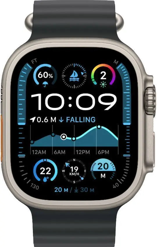 Apple Watch Ultra 2 - 49mm - GPS + Cellular - Titanium Case - One Size Black Ocean Band